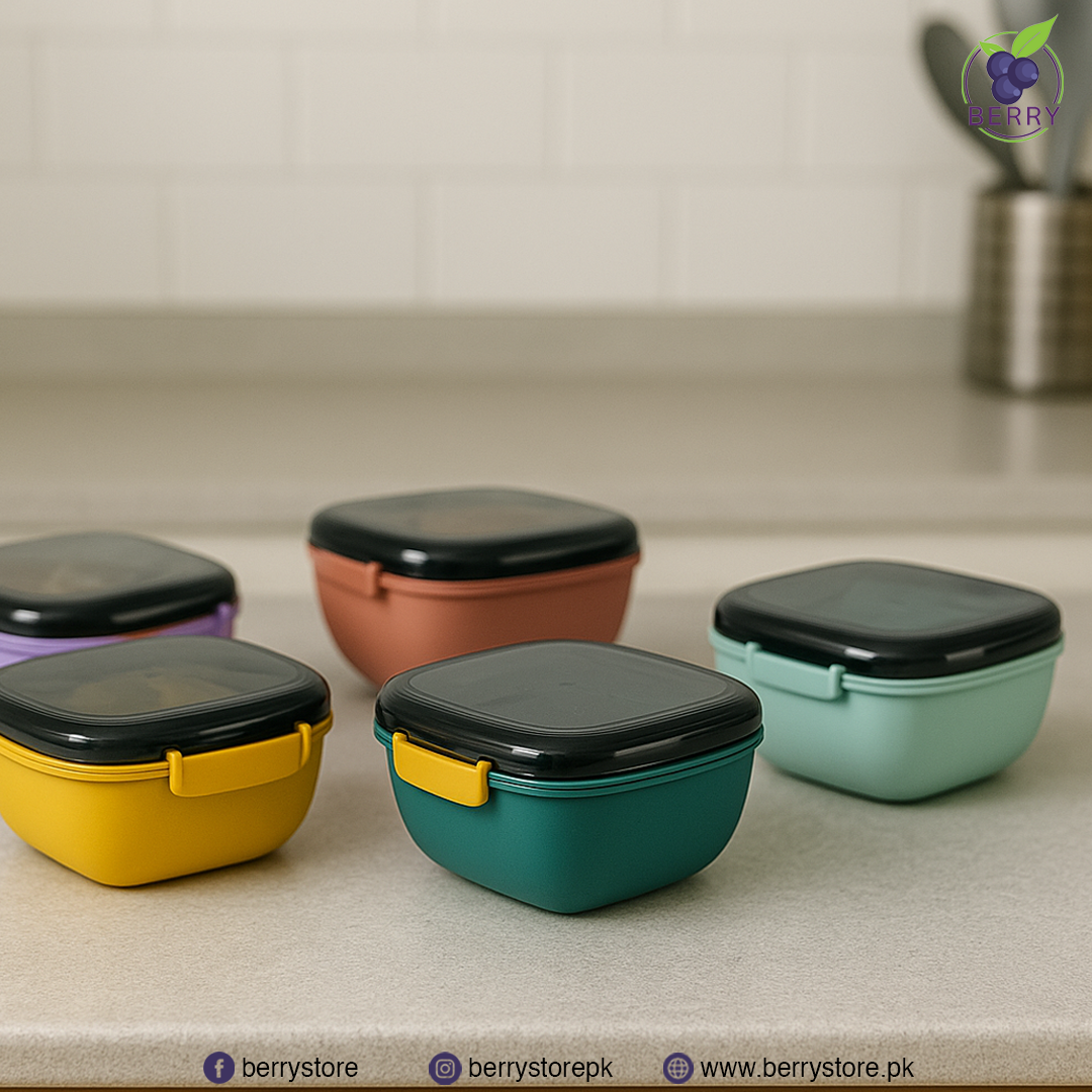 Family Pack – 2 Round + 2 Square Airtight Lunch Boxes