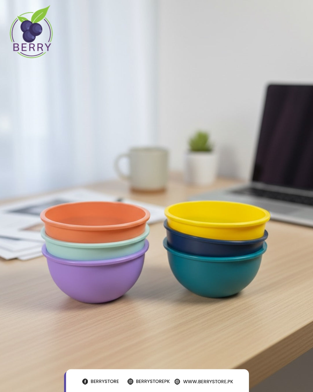 Snacko Round Bowl – Pack of 3 with 3 Matching Spoons (500ml Capacity)