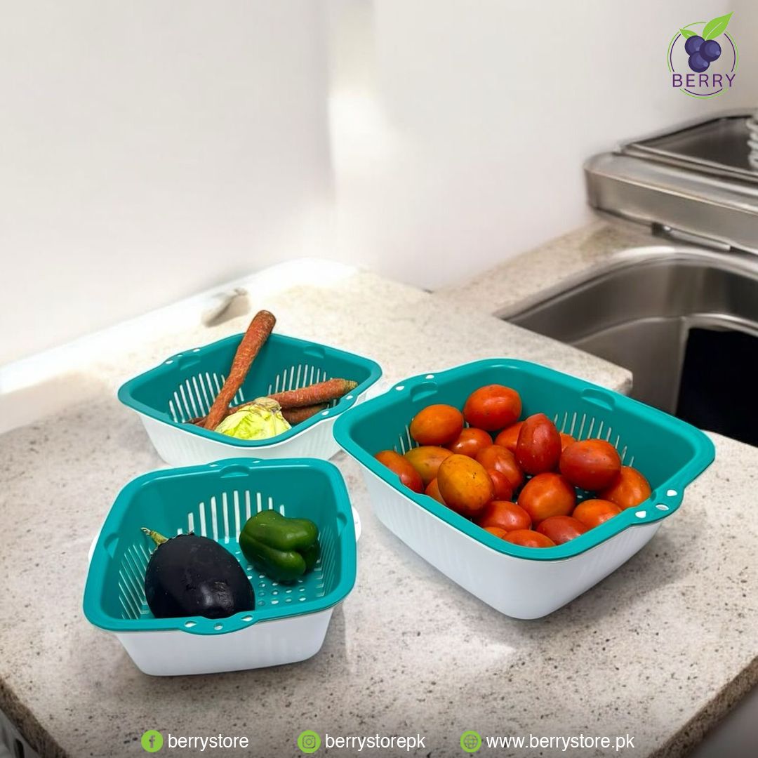 [6 Pieces] Sieve Kitchen Set, [2-in-1] Multifunctional Kitchen Strainer, Strainer Set, 3 Sizes, Plastic Pasta Strainer, Colander for Fruit and Vegetable Strainer