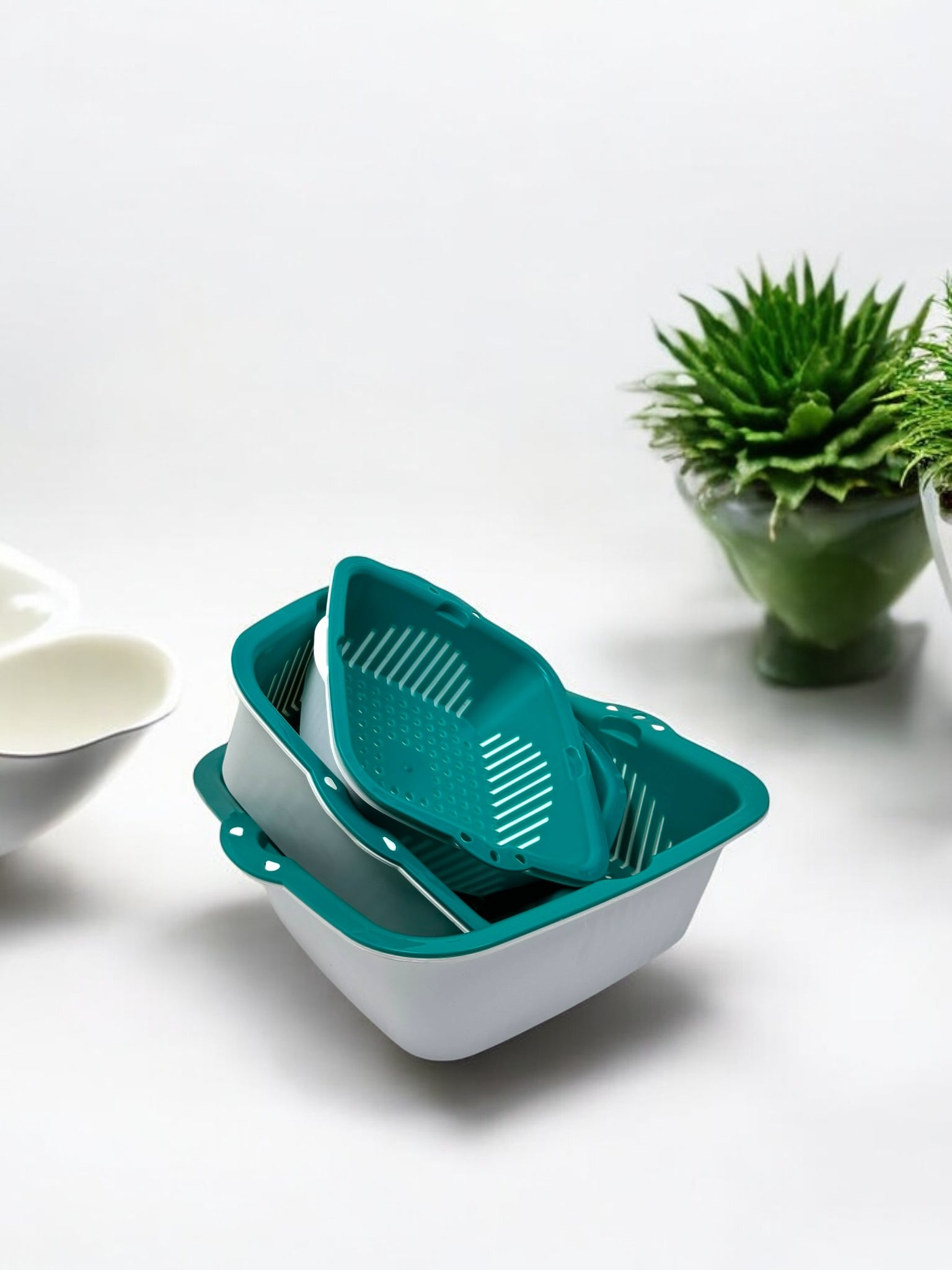 [6 Pieces] Sieve Kitchen Set, [2-in-1] Multifunctional Kitchen Strainer, Strainer Set, 3 Sizes, Plastic Pasta Strainer, Colander for Fruit and Vegetable Strainer