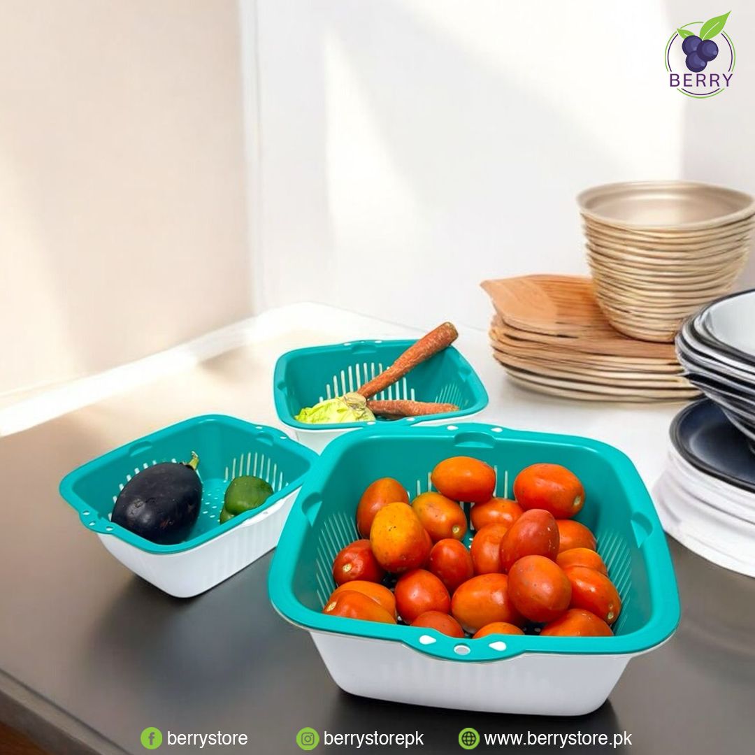 [6 Pieces] Sieve Kitchen Set, [2-in-1] Multifunctional Kitchen Strainer, Strainer Set, 3 Sizes, Plastic Pasta Strainer, Colander for Fruit and Vegetable Strainer