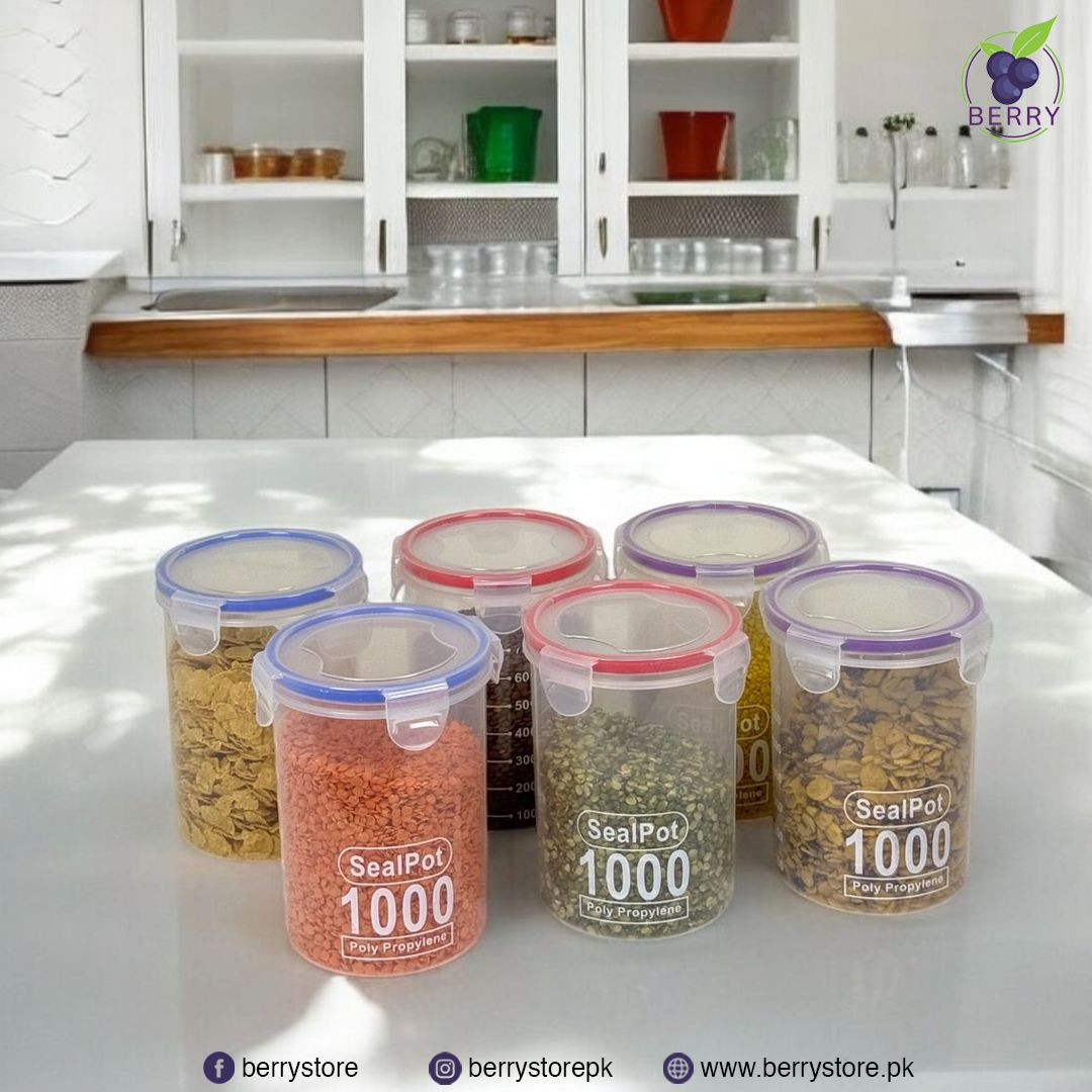 Pack of 2 1000ml Large Food Containers Seal Pot Kitchen Storage Sealed Jar Airproof Food Sealed Cans For Coffee Sugar Tea Tin