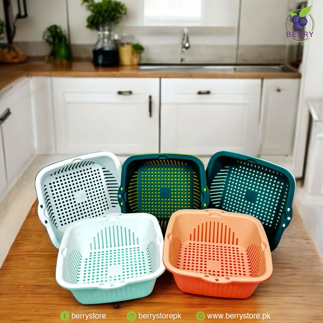 [6 Pieces] Sieve Kitchen Set, [2-in-1] Multifunctional Kitchen Strainer, Strainer Set, 3 Sizes, Plastic Pasta Strainer, Colander for Fruit and Vegetable Strainer